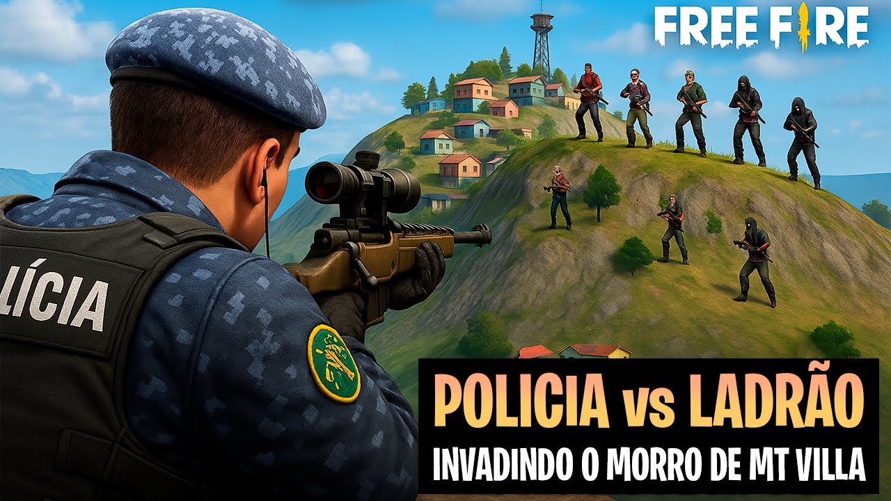 INVADINDO O MORRO DE MT VILLA NO FREE FIRE - POLICIA vs LADRÃO