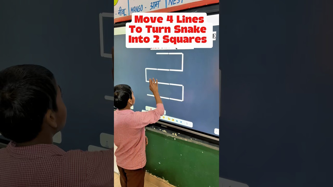 Four moves, one snake&mdash;turn it into two squares! | 🐍🧠🔥Move 4 Lines Snake Puzzle #shorts #ytshorts