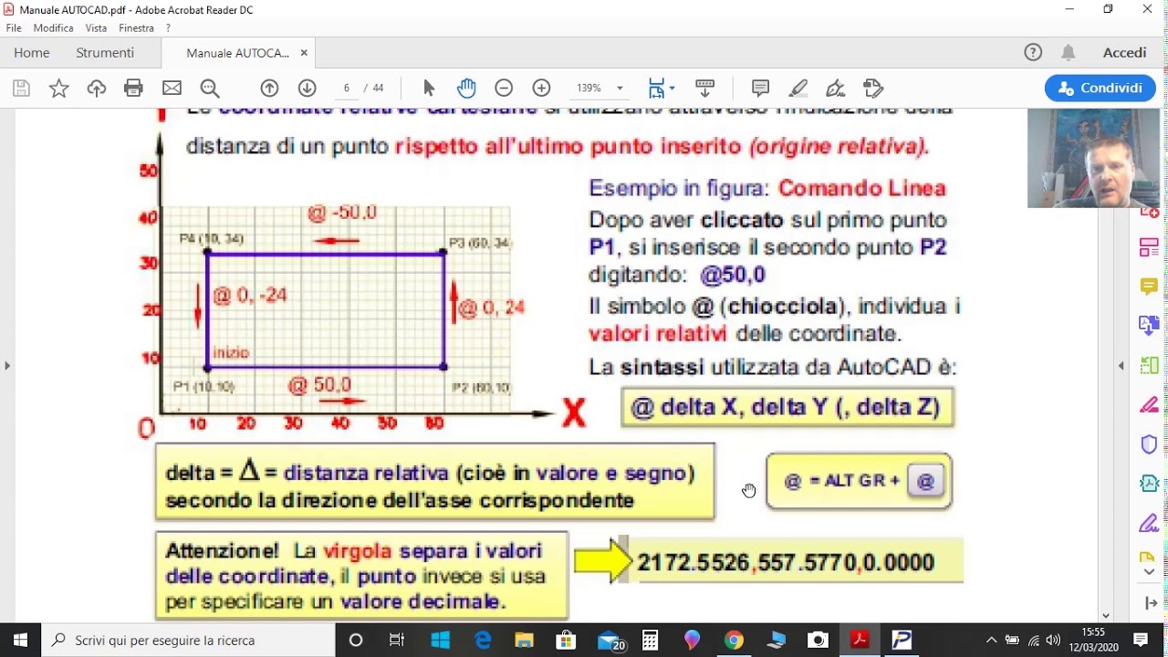 LEZIONI DI CAD  lezione 1 progecad - coordinate relative