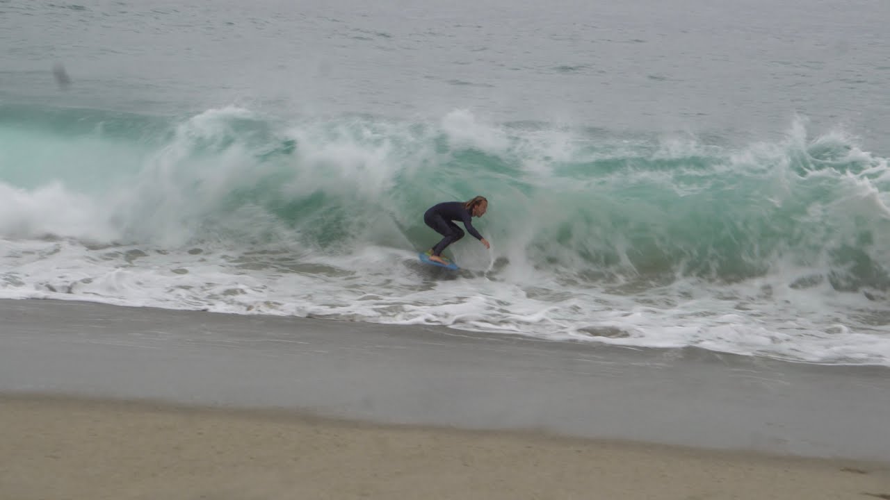 Skimboarding Super Fun Shore Break at Aliso Beach, CA