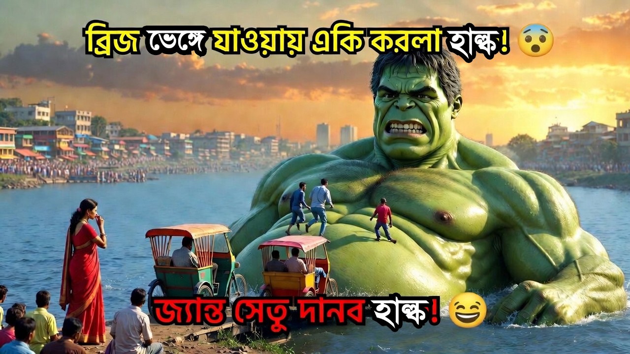 ঈদের বাজারে ব্রিজ ভেঙে যাওয়ায় একি করলো হালু! 😂 জ্যান্ত ব্রিজ | Halu's Human Bridge Eid Comedy