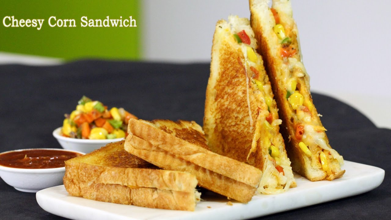 Рецепт сэндвича с кукурузой | Уличный сэндвич с кукурузой | MadhurasRecipe