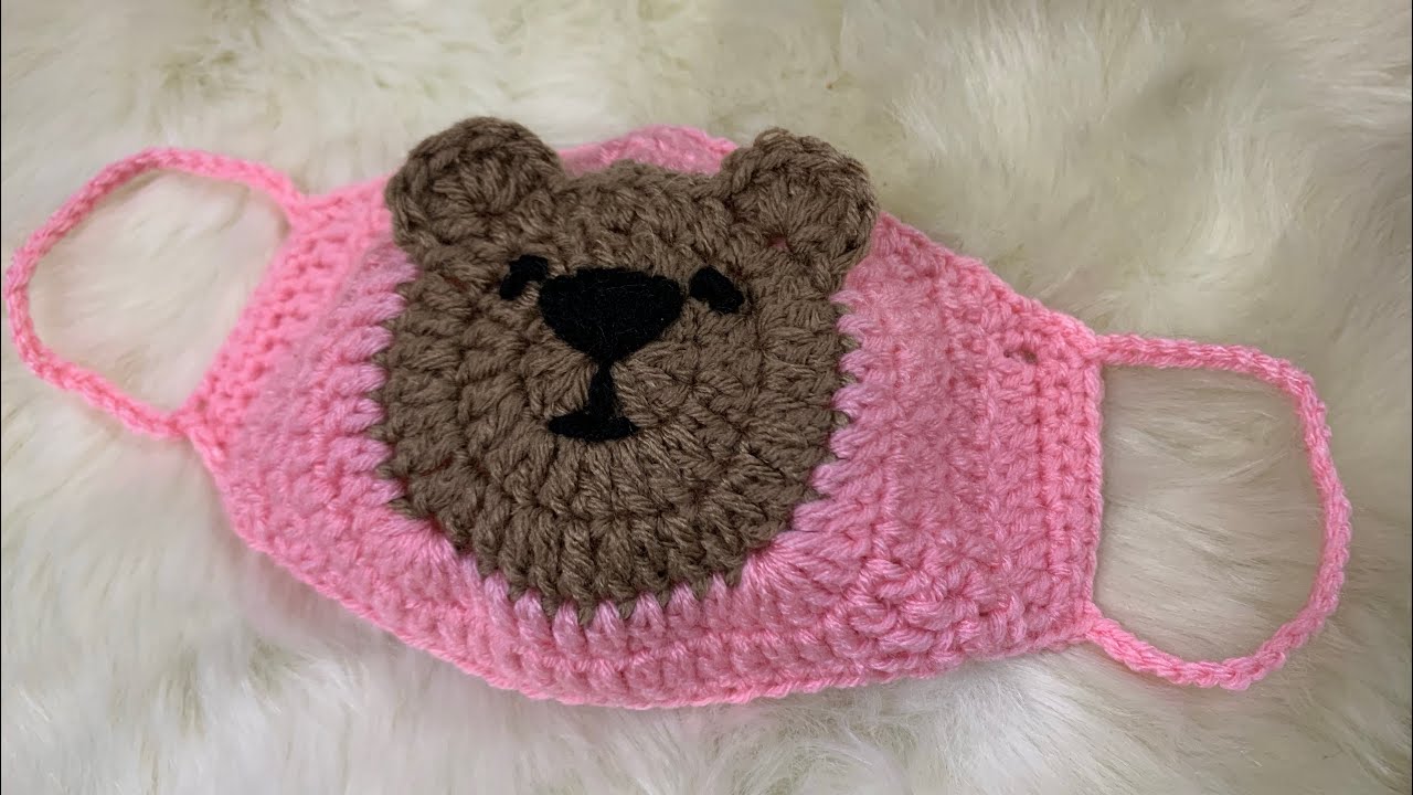 DIY Crochet bear face mask  máscara de crochê  ถักหน้ากากหมี ถักใช้เองง่ายๆ  ถักขายก็ดี  Ep.4