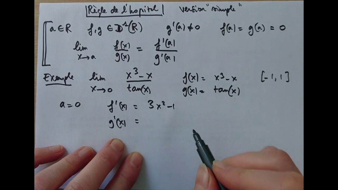 Calcul de limites : règle de l'hopital, l'énoncé et un exemple