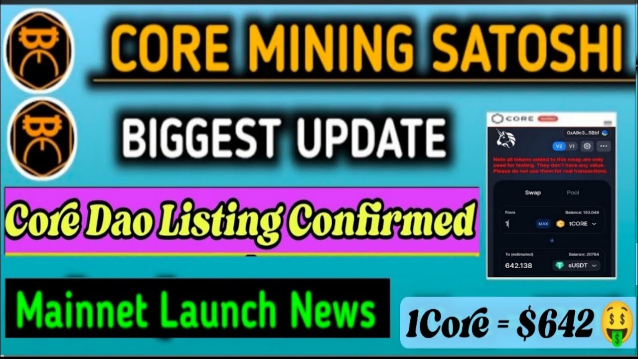 Boom 💥 | Core Dao Listing Confirmed 😱 Mainnet Launch news Biggest Update 😱🤯| 1Core = $642 🤑🎉#bitcoin