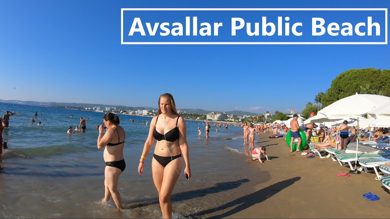 🇹🇷 BEACH WALK 🌴 Alanya Turkey ☀️ Avsallar Public Beach