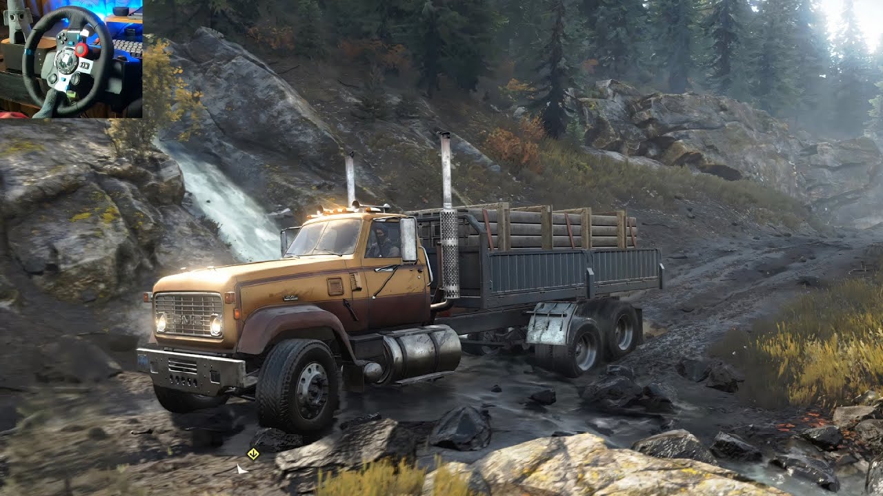 GMC MH9500 Truck - Metal and Wood Planks Delivery | SnowRunner | Logitech G29 Steering Gameplay