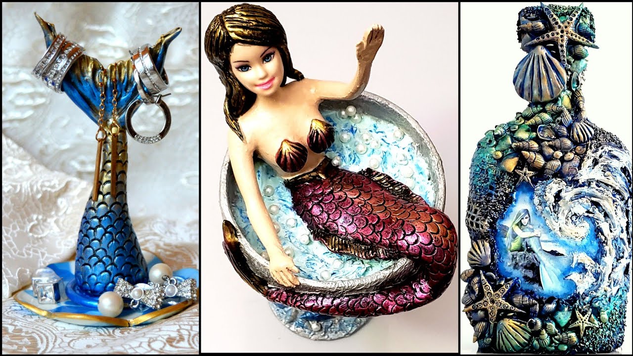 3 Mermaid Craft ideas/Home decoration/art and craft/Bottle art/Jwellery holder