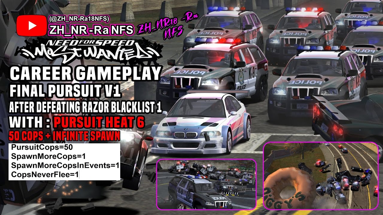 Final Pursuit v1 After Defeating Razor Blacklist 1 NFSMW 50 Cops Pursuit + Infinite Spawn (Reupload)