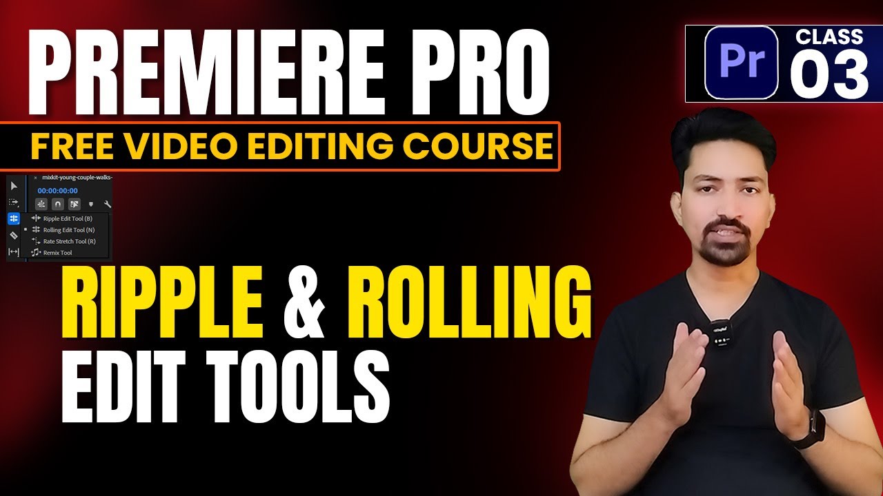 Adobe Premiere Pro Tutorial in Hindi 2025 | Ripple and Rolling Edit Tools | class 03