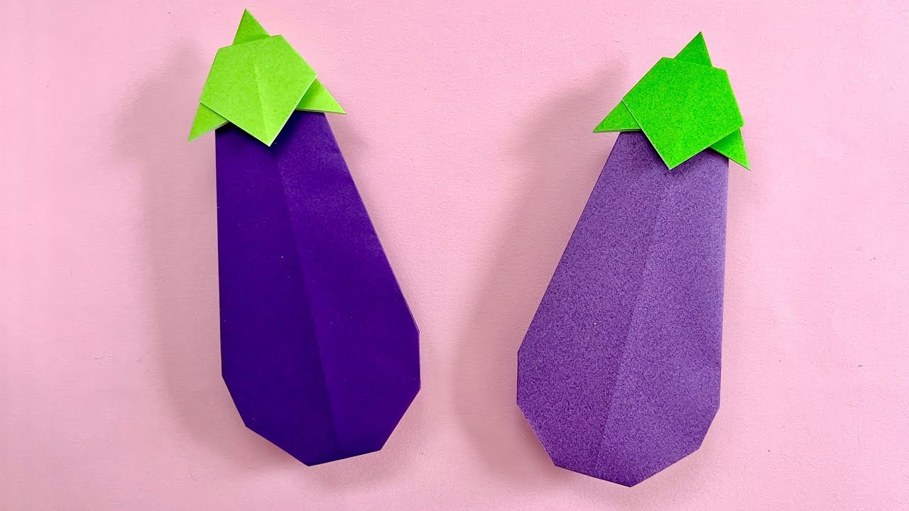 折り紙 簡単 可愛い ナス 折り方 Origami Easy Eggplant Paper Craft DIY 夏 野菜 なす Vegetables 종이접기 가지 折纸 ओरिगामी बैंगन