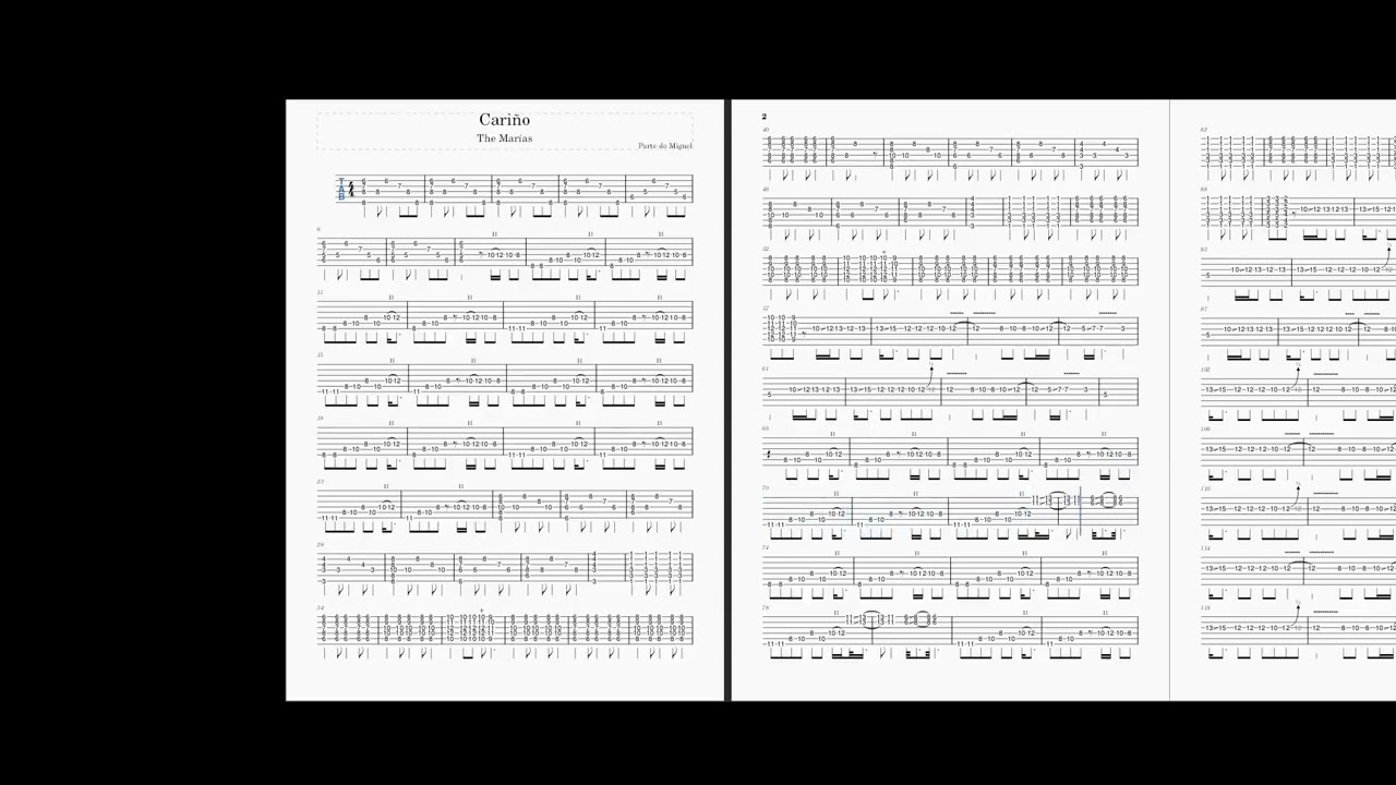 Tablatura de guitarra - The Marías - Cariño
