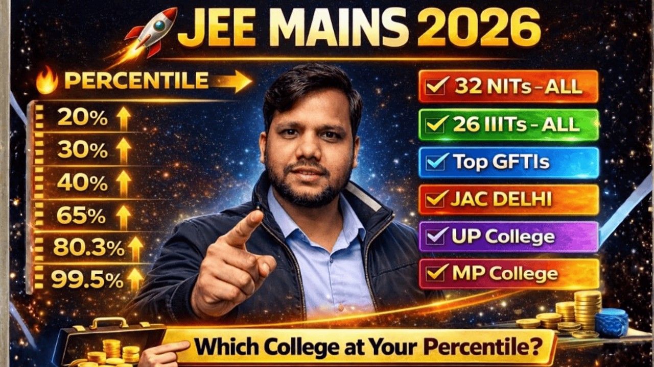 Best Colleges for Every Percentile🔥 99.9%ile to 20%ile in JEE Main 2026 | NIT, IIIT, GFTI & Private