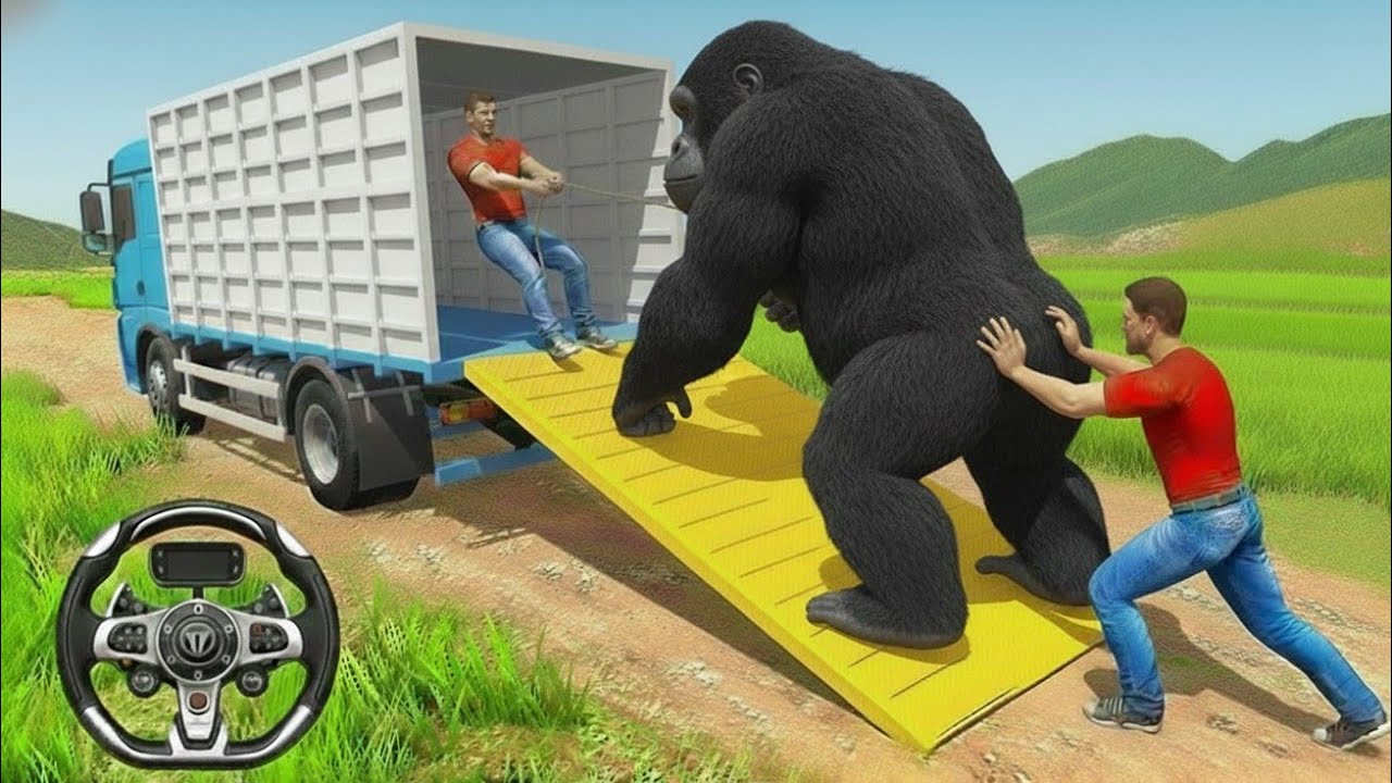 Wild Zoo Animal Cargo Truck simulator 3d game - Black big Monkey transport simulation  Android Game