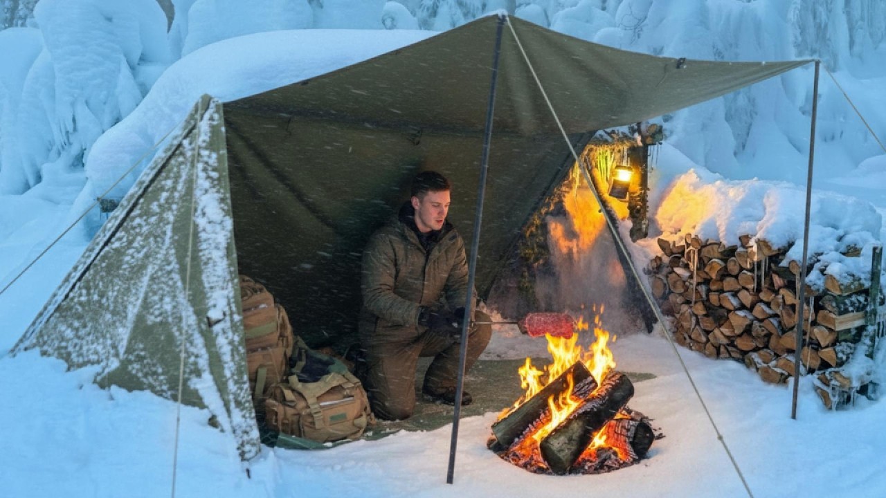 Days SURVIVAL in -12°C SNOWSTORM; No Shelter, No Sleeping Bag. Bushcraft WINTER Camping