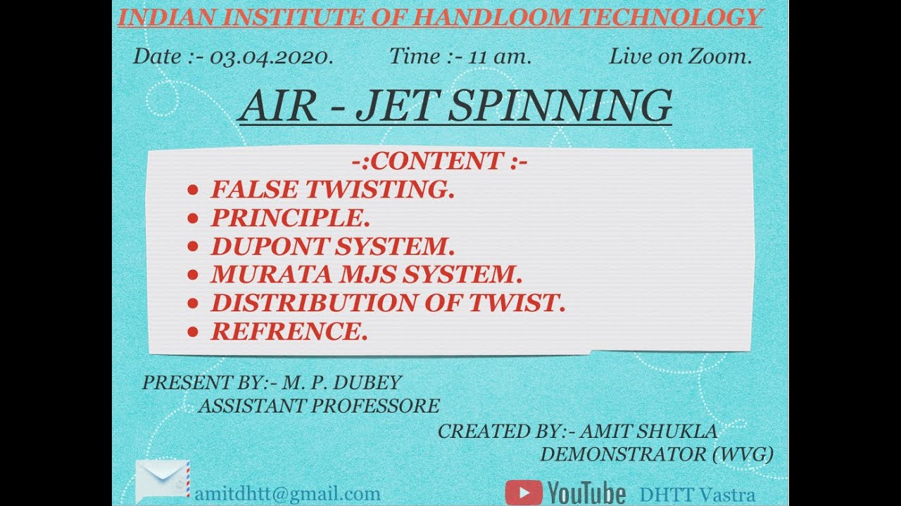 Air Jet Spinning For DHTT 1st Year