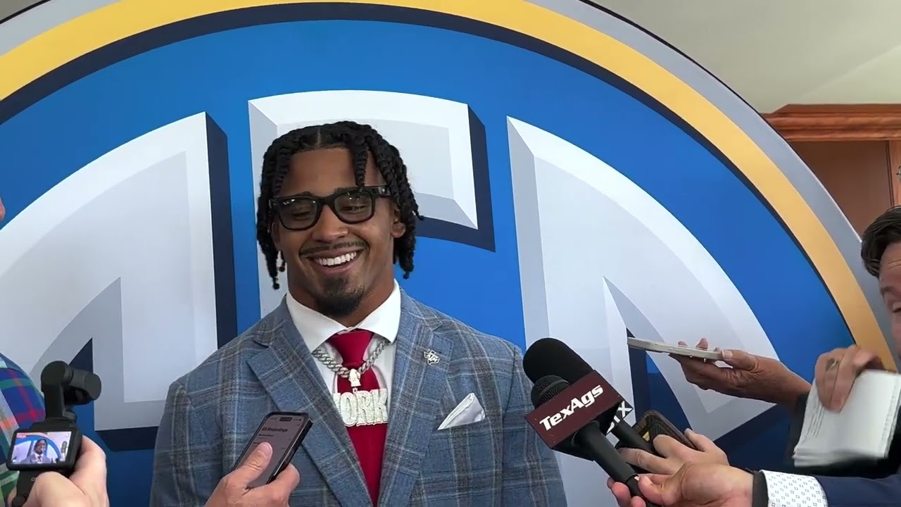 Taurean York speaks to local reporters at SEC Media Days
