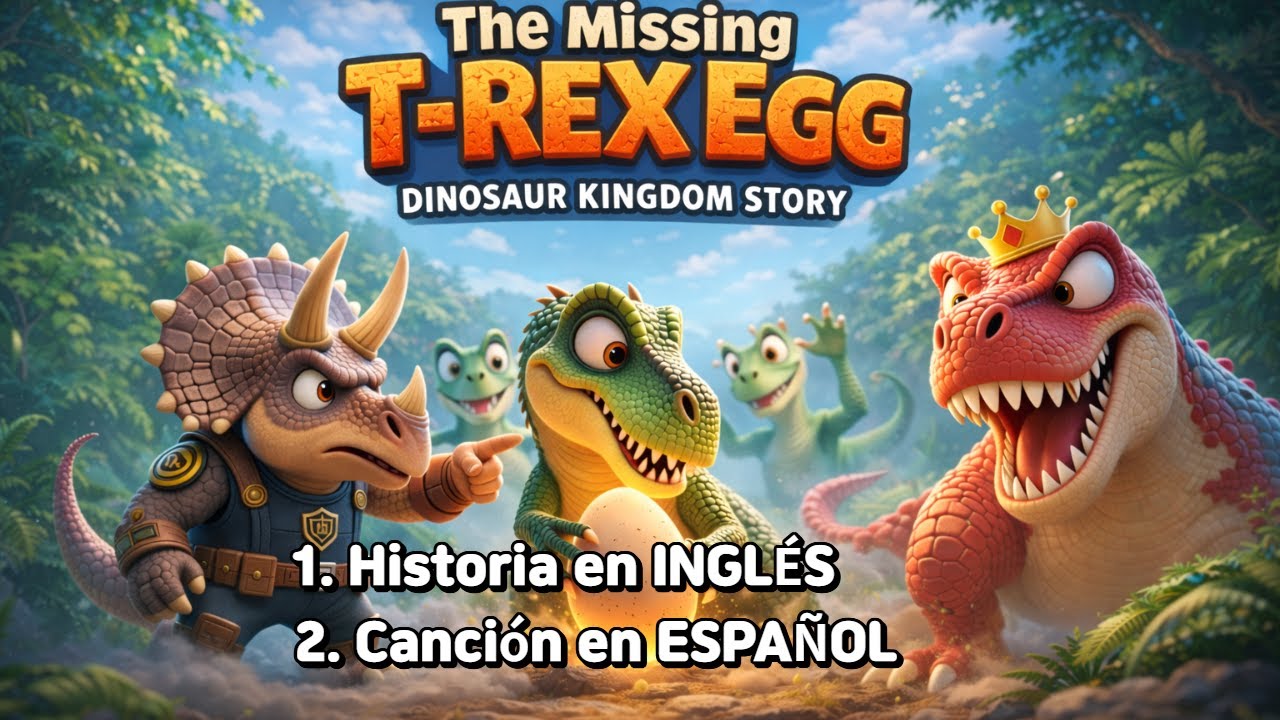 🦖 The Missing T-REX Egg Story+ Cuento de Dos Reyes Song | Eng&Spanish |TongTong Canciones Infantiles