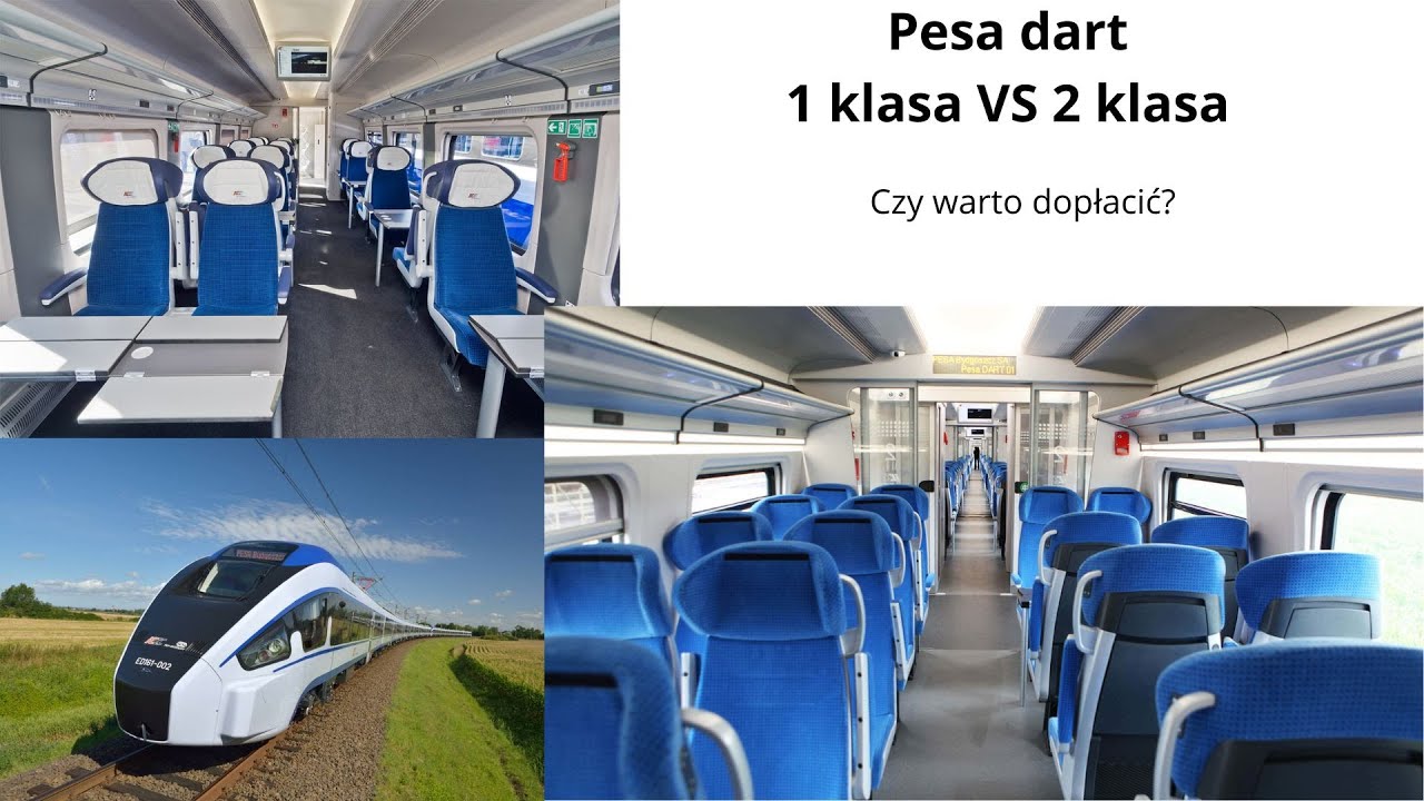Por&oacute;wnanie 1 i 2 klasy w pociągu Pesa Dart