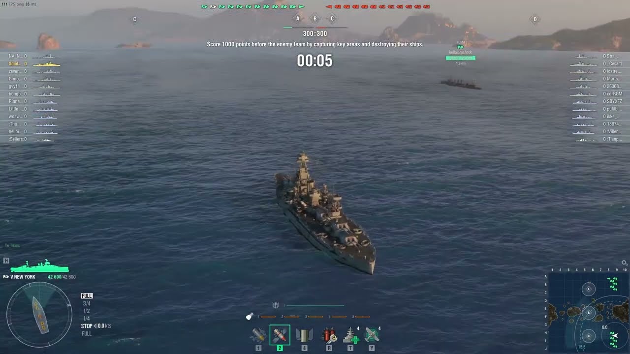 World of Warships - RANDOM BATTLE Gameplay (V NEW YORK) (No Commentary) [1080p60FPS]