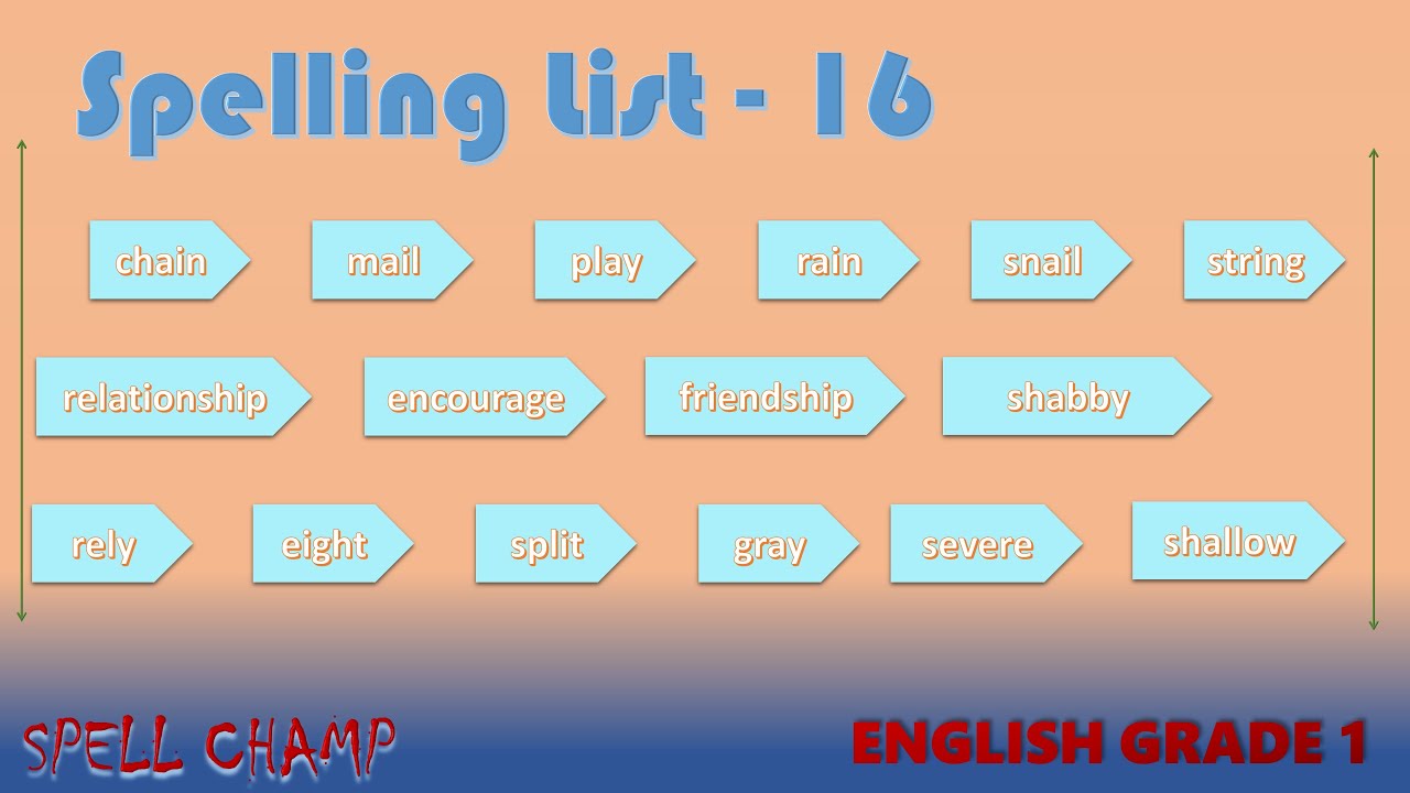 English Grade 1 Spelling List 16