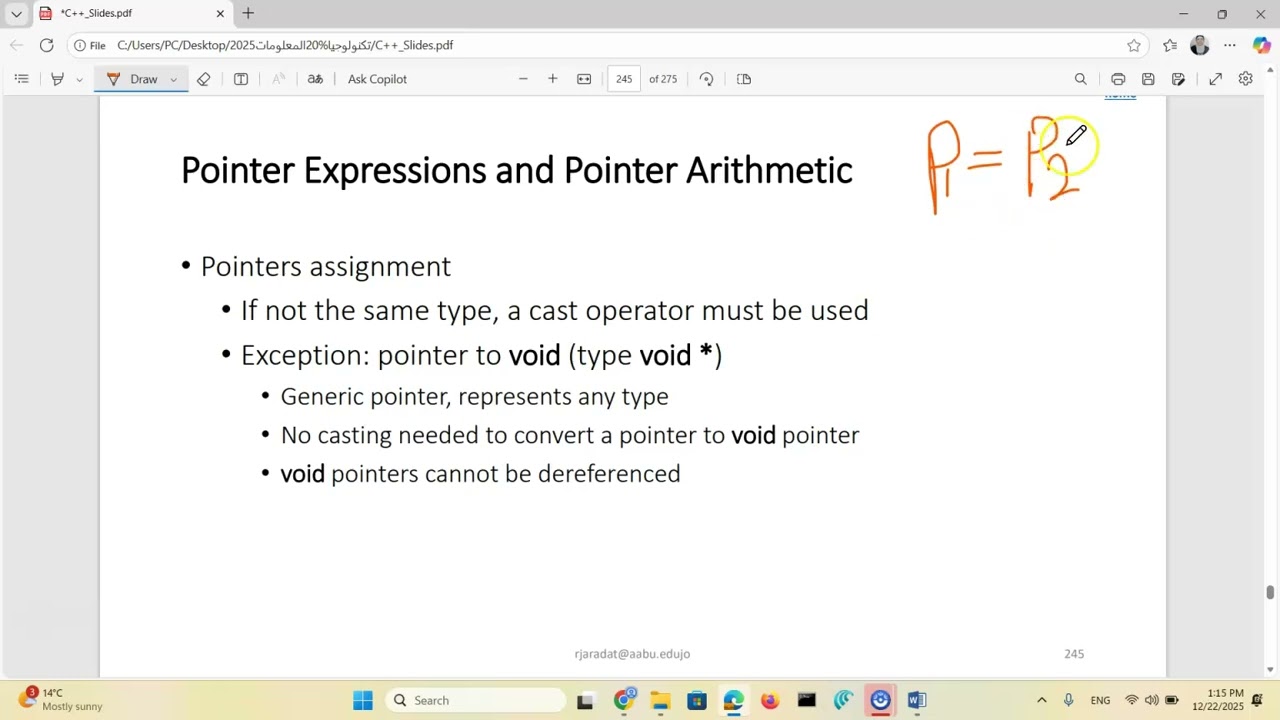 Pointer 4C++- شرح دكتوره سهير بني عطا 