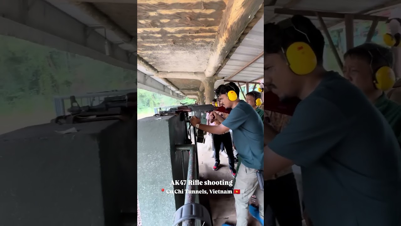 Firing an AK-47 at Cu Chi Tunnels! 🔫💥 Reliving history in Vietnam. #CuChiTunnels #VietnamAdventure
