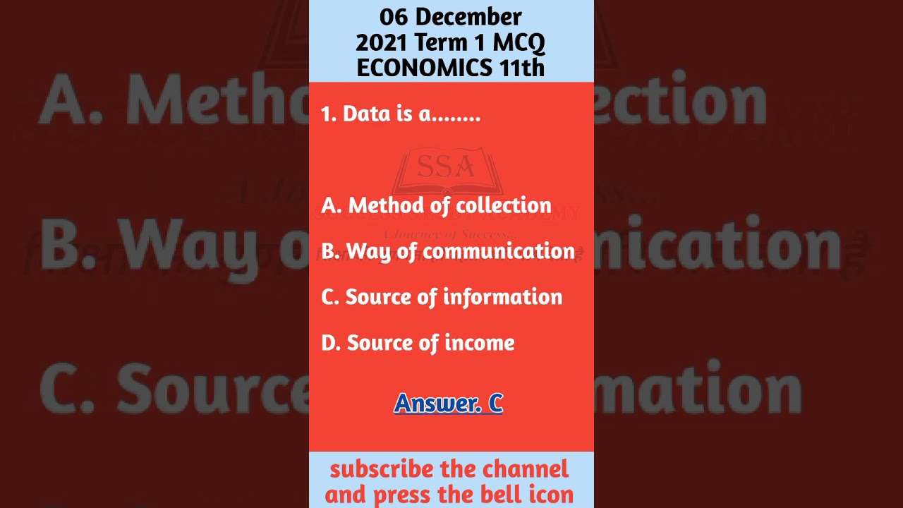 Economics MCQ class11 term 1| economics class11 term 1 mcq !Part 2 Statistics Economics class 11MCQ