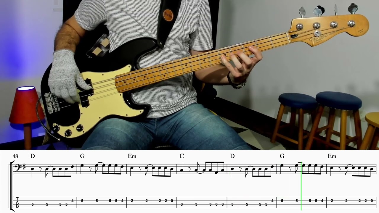 Last Kiss bass play along with tabs