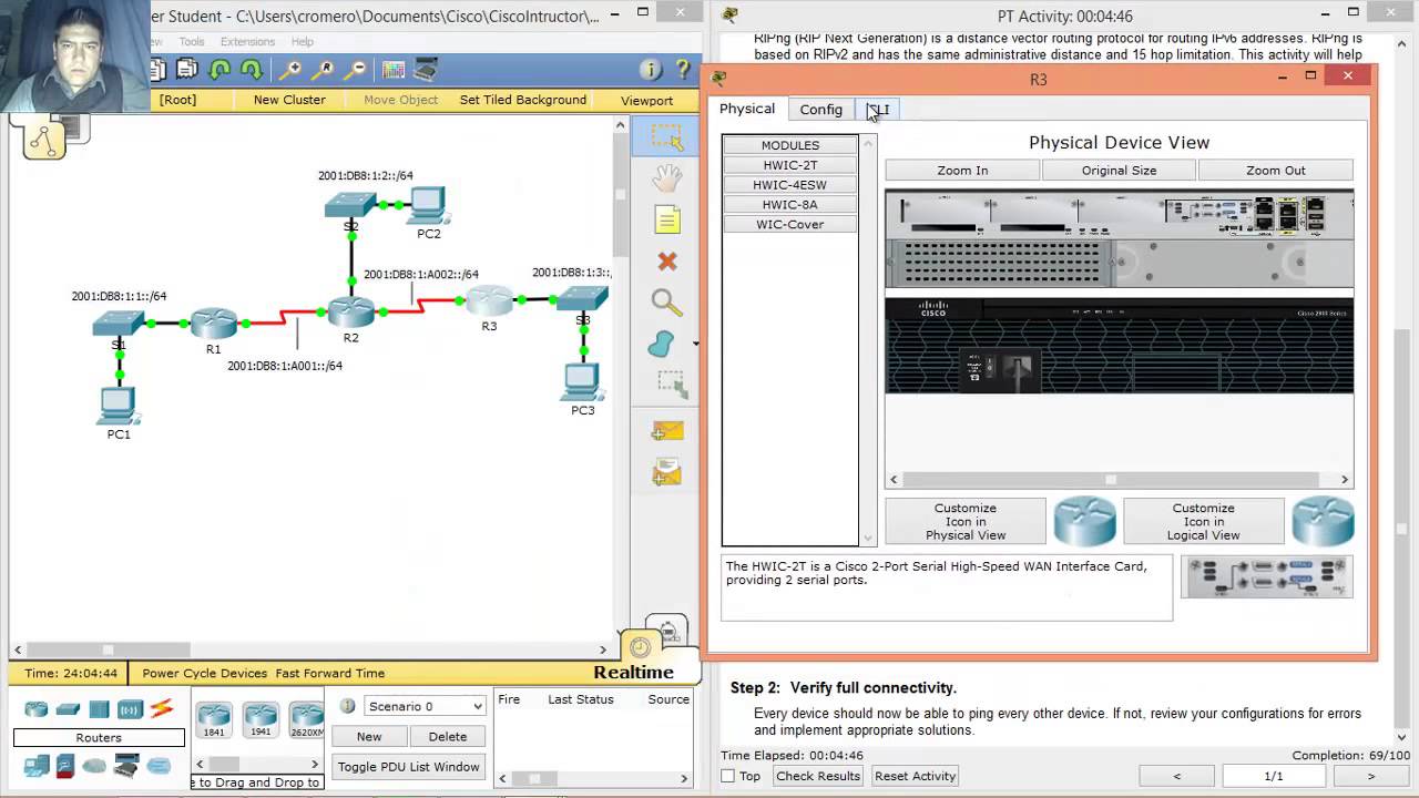 7.3.2.3 Packet Tracer - Configuring RIPng