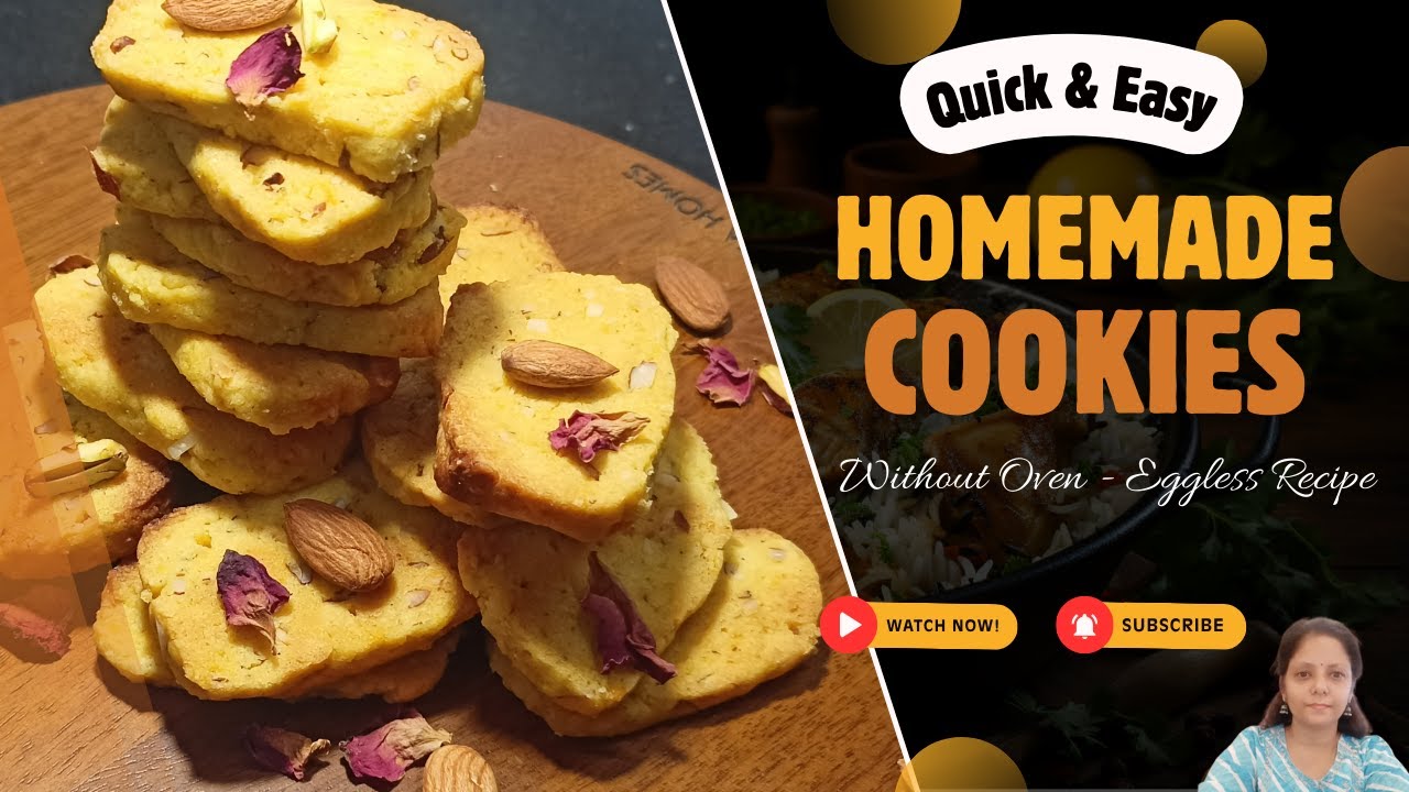 HOMEMADE COOKIES I NO OVEN - EGGLESS COOKIES I QUICK & EASY COOKIES RECIPE I HOMEMADE BISCUITS I