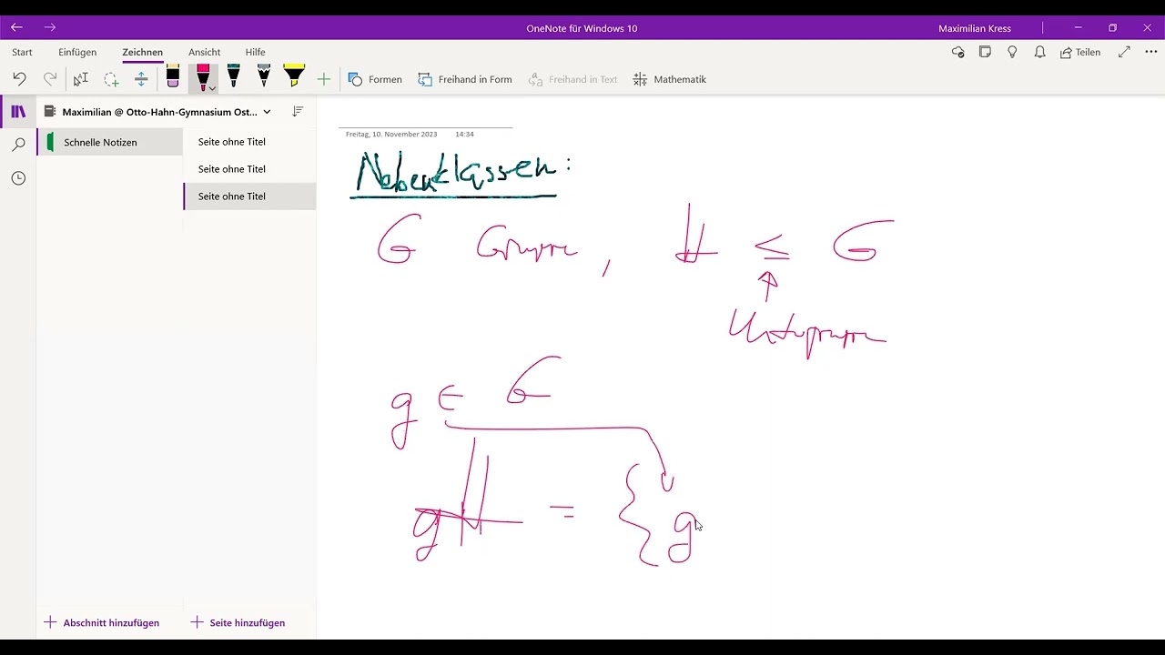 Gruppen, Untergruppen, Nebenklassen und Satz von Lagrange mit Beweis. ALGEBRAISCHE STRUKTUREN.