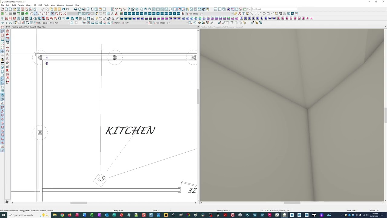Chief Architect X17 - Manually Placing Ceiling Planes for Cathedral Ceiling in Room