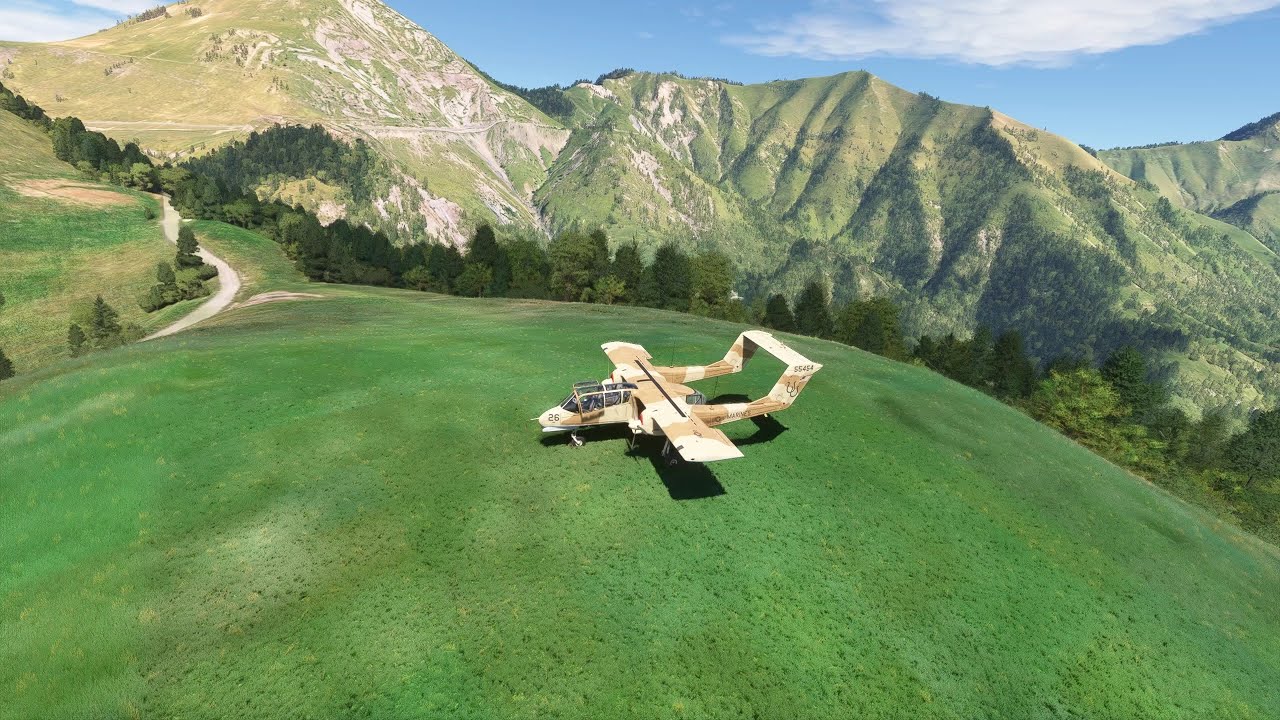Azur Poly Bronco OV-10 in La Salette, Is&egrave;re, France. Microsoft Flight Simulator
