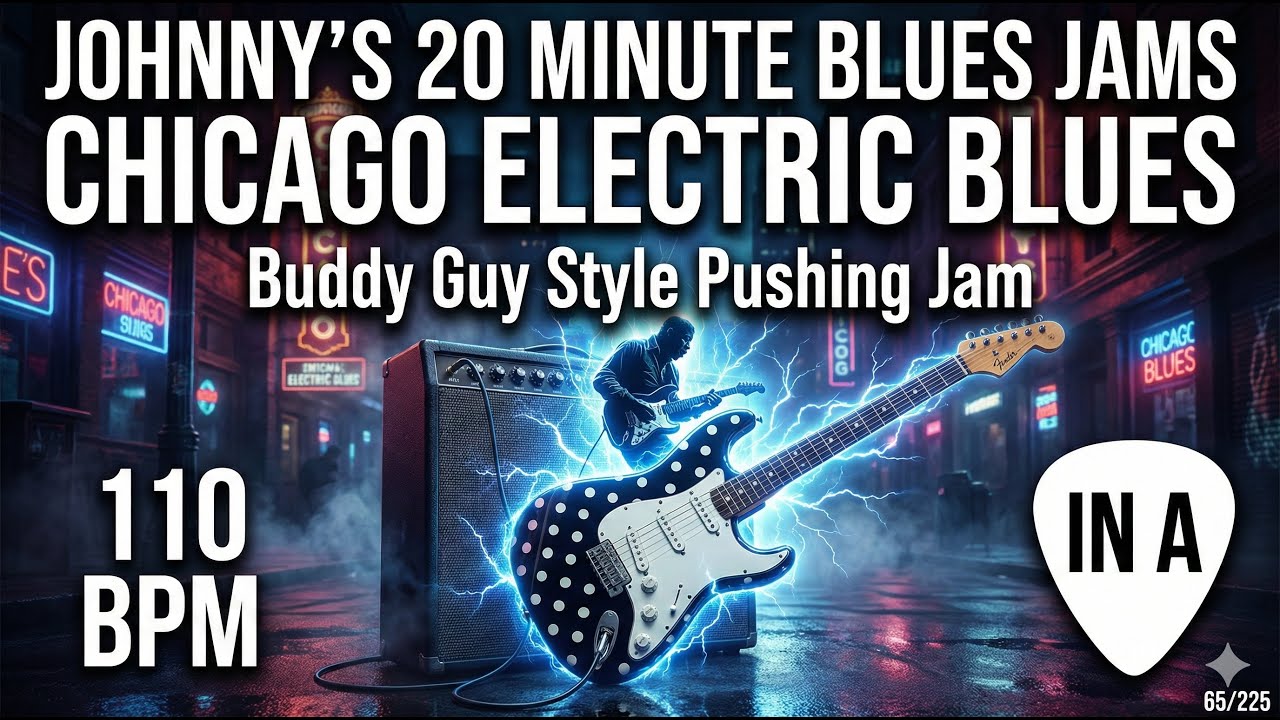 Chicago Electric Blues   'Buddy Guy Style' Pushing Jam in A [110 BPM] 65/225