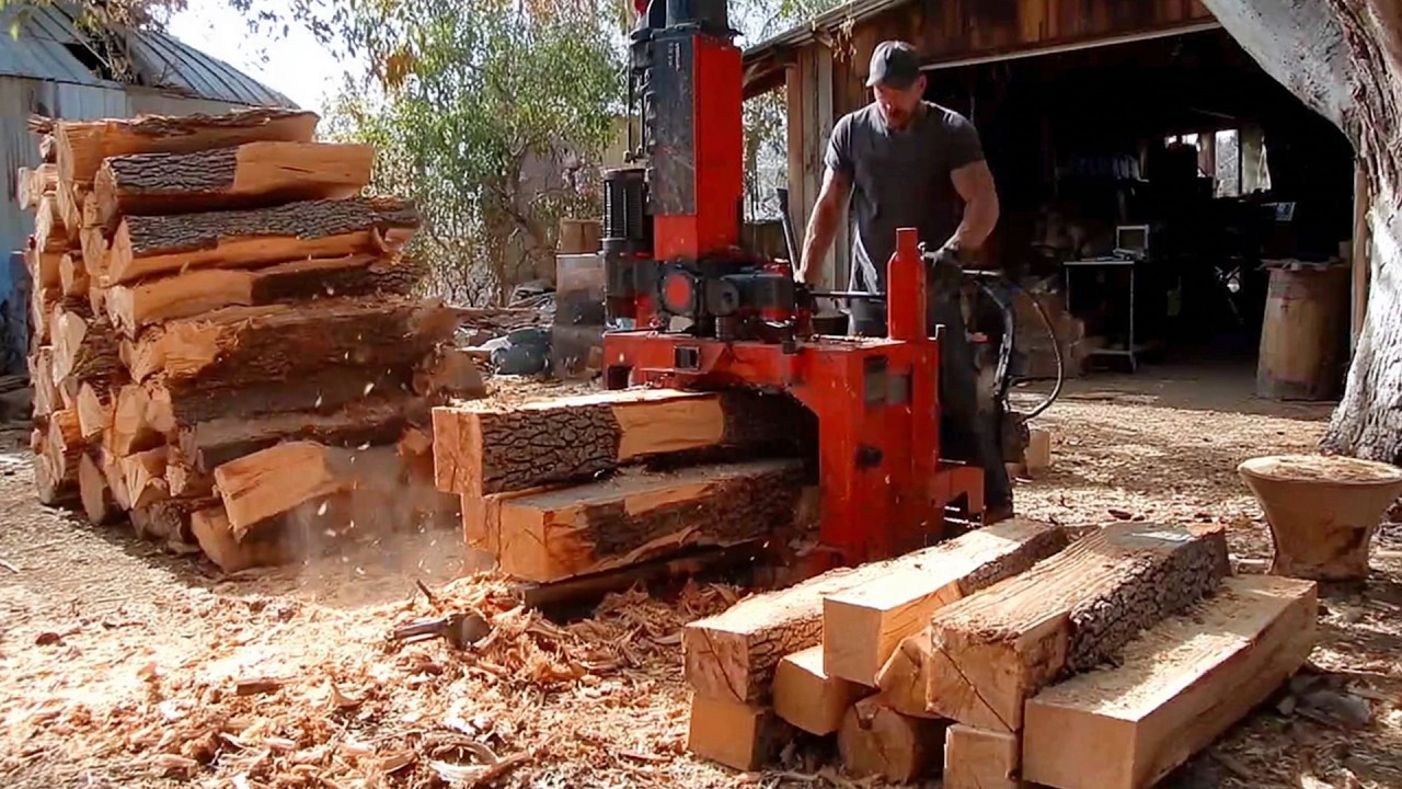 Exciting Homemade Log Splitter Machines Working - DIY Wood Cutting & Firewood Processor Compilation