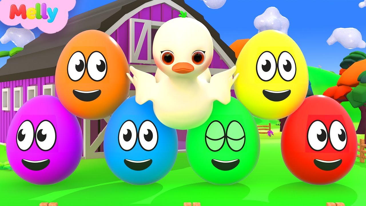 Aprenda Cores e Números | Ovos Coloridos na Fazenda | Melly em Português – Canções Infantis Músicas