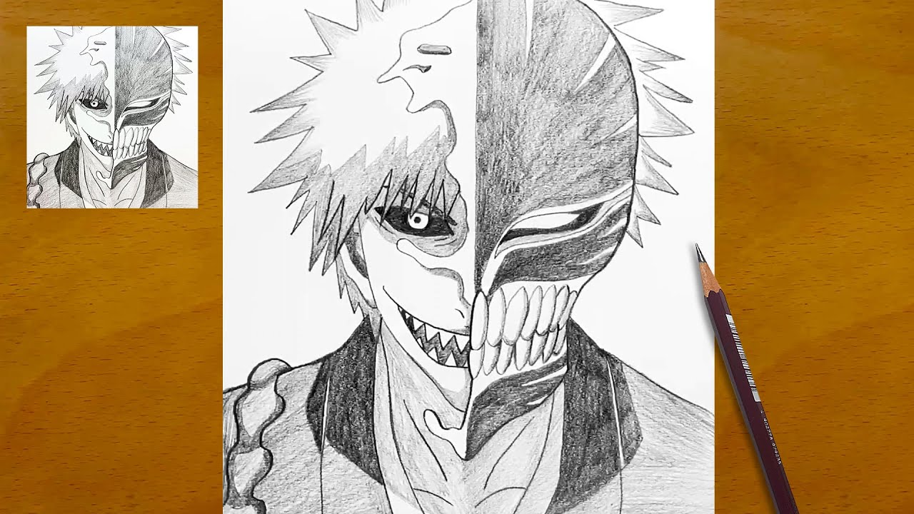 How to Draw Ichigo Kurosaki Step by Step || Hollow Ichigo Drawing || Bleach Anime Sketch