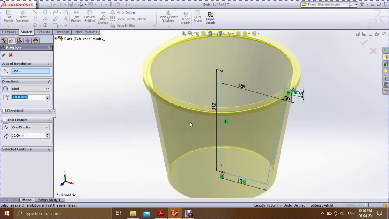 making a Water Bucket using SolidWorks