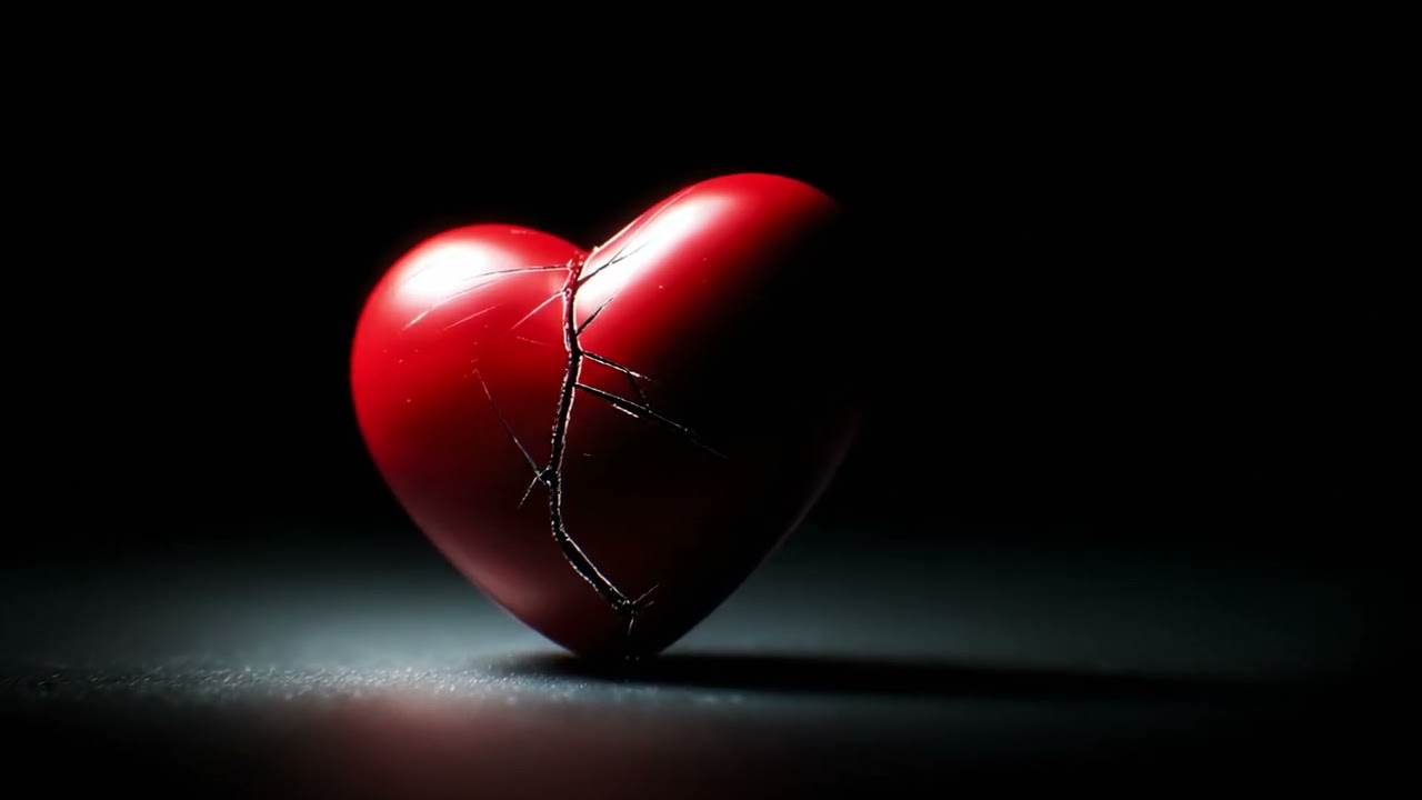 Realistic red heart shattering with cracks under dramatic lighting 4K Free Stock Footage | Ultra HD