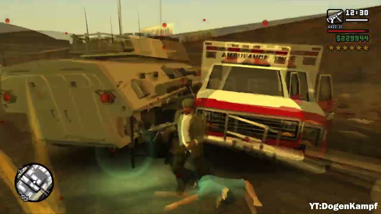 GTA San Andreas - LVA Freight Depot Massacre + Wanted Level 6 Escape