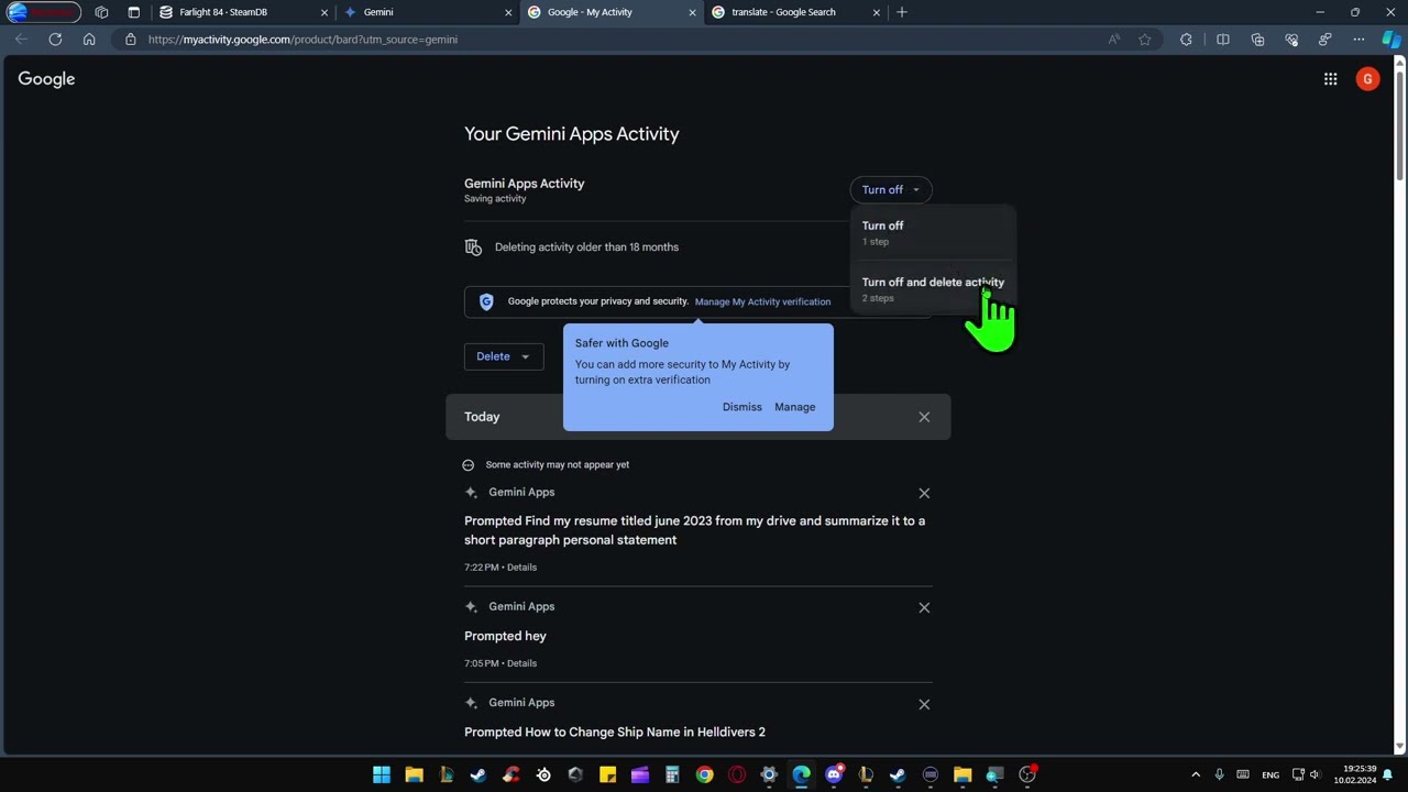 How to Turn OFF Activity in Gemini AI - Delete History