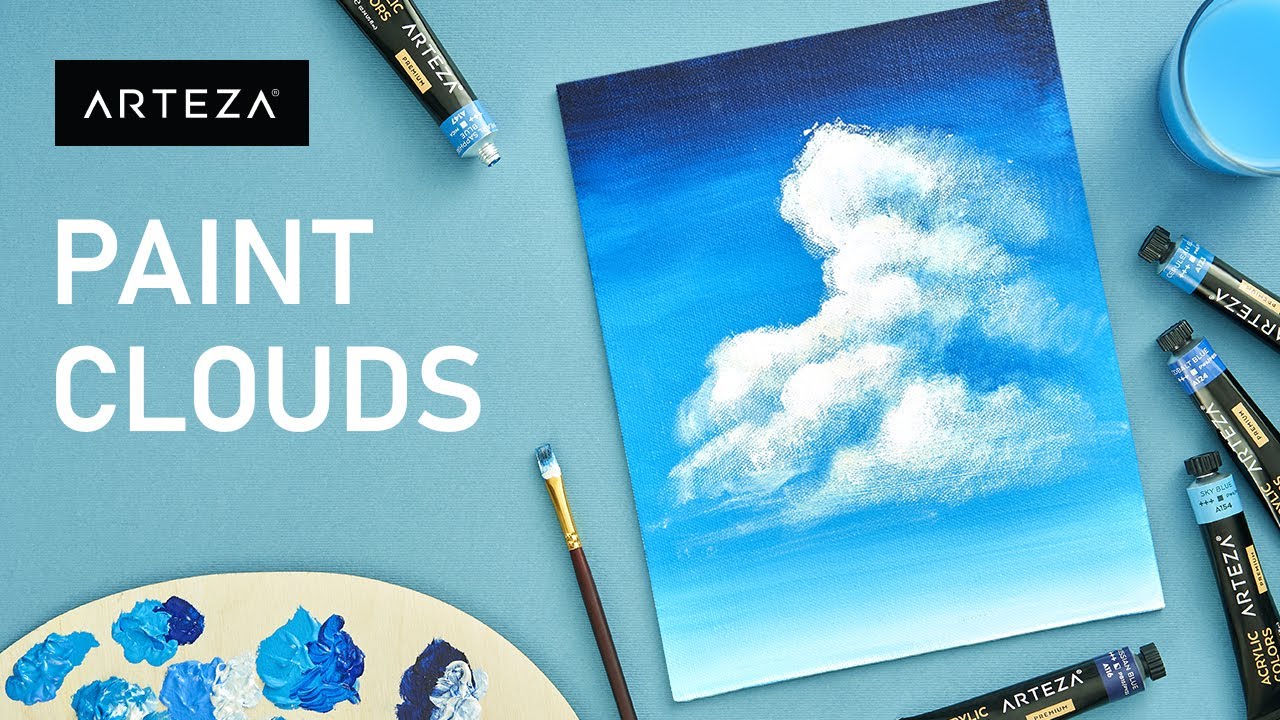How To Paint Clouds With Acrylics For Beginners | Sky Painting (EASY) 🎨