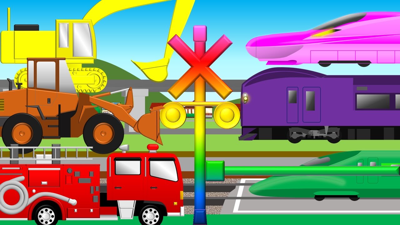 Learn colors for Kids | trains, Vehicles | 色を英語で覚える踏切アニメ