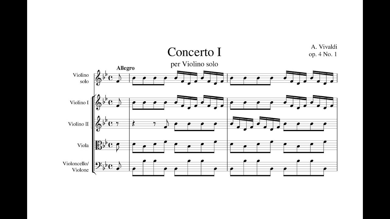 Antonio Vivaldi - Violin Concerto in B-flat major RV 383a (Sheet Music Score)