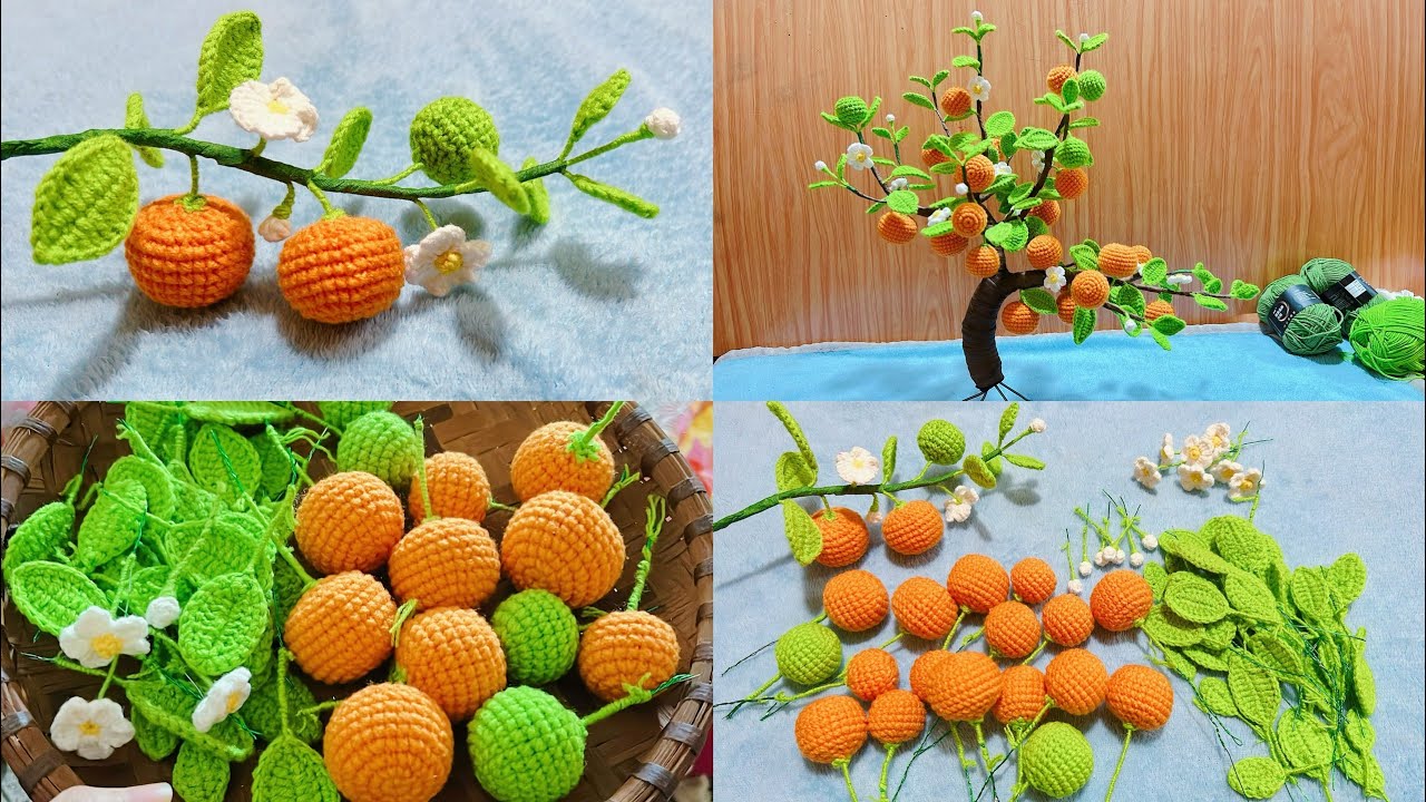 Hướng dẫn móc cành quất chưng tết | mẹ tít handmade