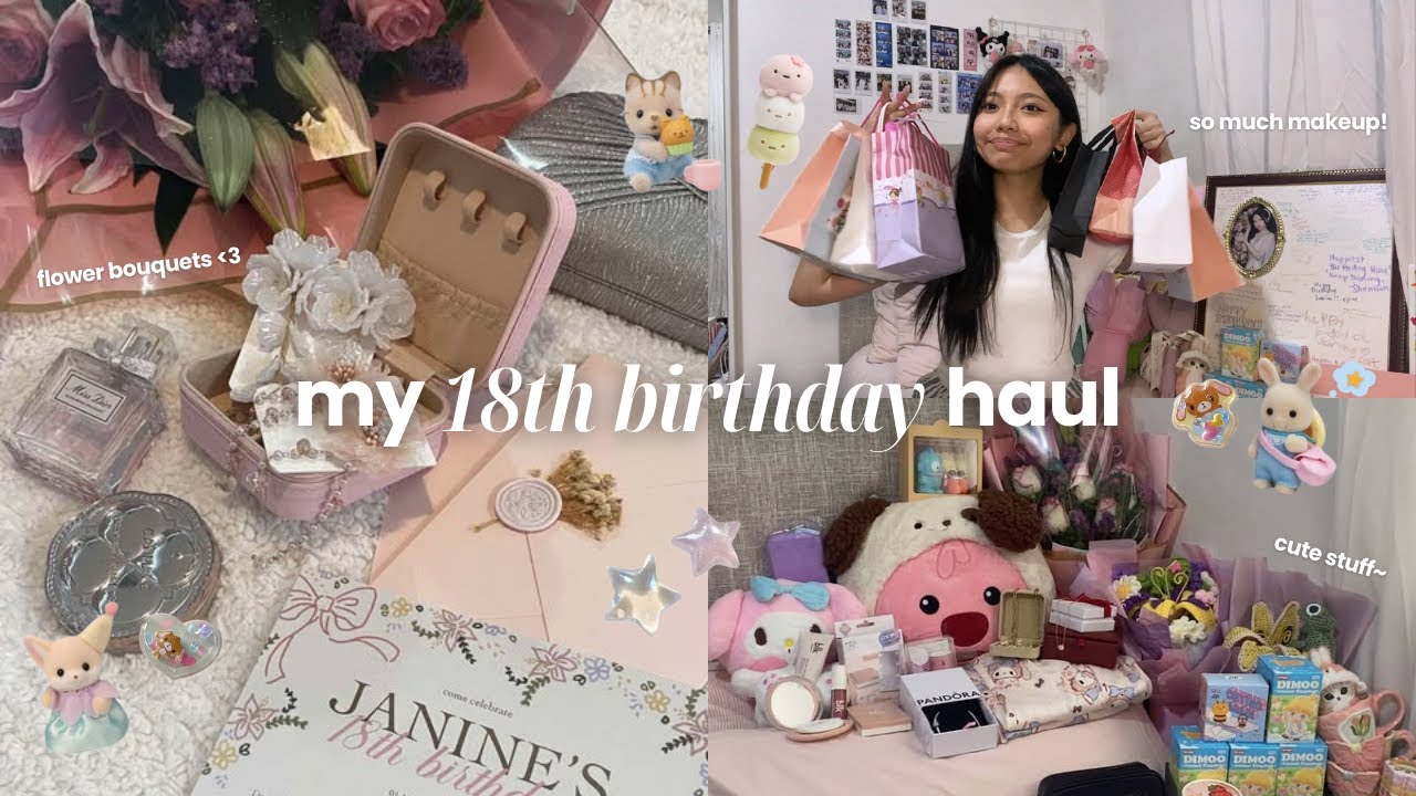 what i got for my 18th birthday! 💌💐 | unboxing presents, makeup, plushies, cute stuff