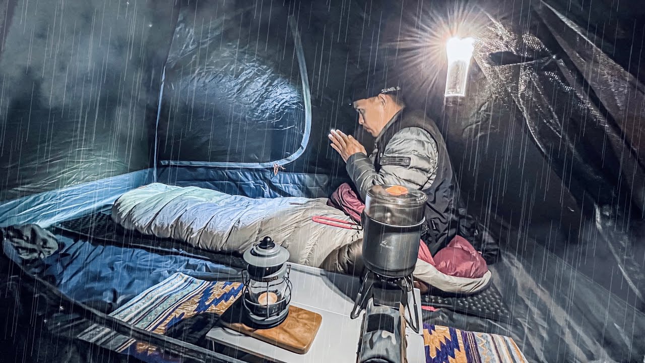 ONE NIGHT ALONE IN THE FOREST WITH RELAXING RAIN • SOLO CAMPING RAIN SOUND ASMR
