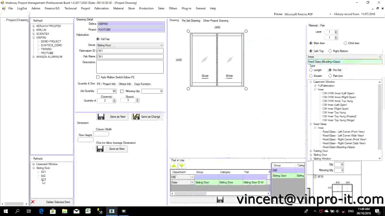 Aluminium Cutting List Software 1 (VINPRO IT SERVICES)