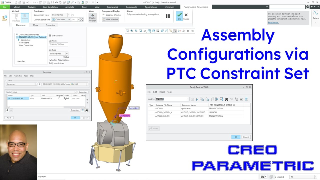 Creo Parametric — конфигурации сборки с помощью набора ограничений PTC